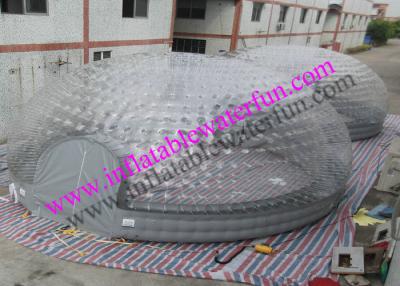China Two 8m Combined Inflatable Bubble Tent , Event Clear Gray PVC Dome Tent for sale