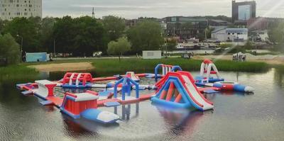 China Inflatable Challenge Water Obstacle Course 165 Person Capacity for sale