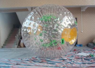 China Winter 1.0mm TPU Inflatable Zorb Ball With Green Harnees And Yellow Exits for sale