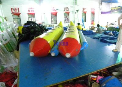 China Hot Air Welded Inflatable Banana Boat Yellow Red Durable 0.9mm PVC Tarpaulin for sale