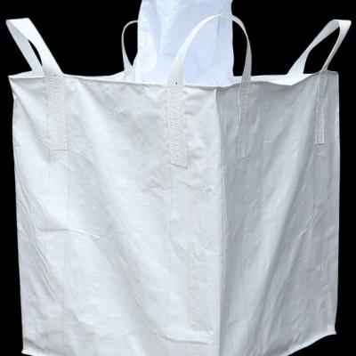 China Breathable White 1 Cubic Bulk Bag Sharp Sand Anti Aging Duffle Top Spout Bottom for sale
