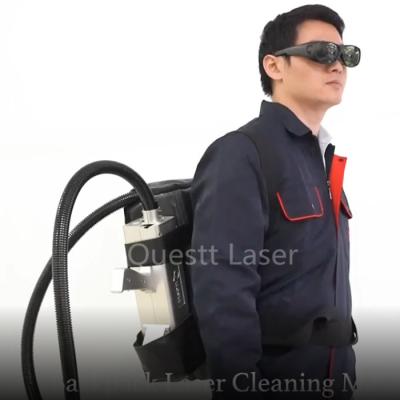 Cina Macchina di rimozione della ruggine del laser dello zaino 50w 100w Dispositivo di rimozione dei graffiti del laser di Mopa portatile in vendita