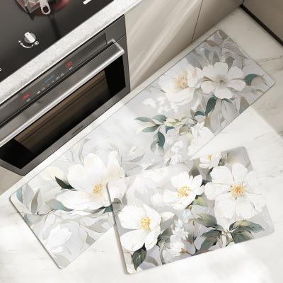 China Simple Flower Kitchen Mat Absorbent and Wear-Resistant Long Strip Carpet for Household for sale