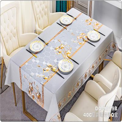 China Printing Pattern Waterproof PVC Polyester Tablecloth Cover Roll for Rectangular Table for sale