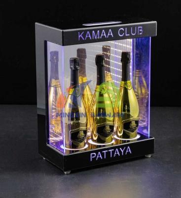 China Three Bottle Bottle Cabinet with Infinity Mirror LED Champagne Cabinet Display LED Chapagne Cabinet supplier for sale