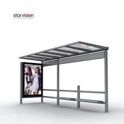 China L4200mm W2500mm Stainless Steel Bus Stop Shelter With 6 Sheet Advertising Light Box for sale