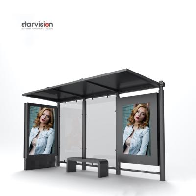 China Outdoor Furniture Aluminum Alloy Smart Bus Shelter With Static Scrolling Poster for sale