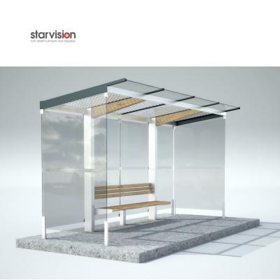 China Aluminum Alloy Bus Stop Waiting Shed With 10mm Clear Tempered Glass for sale