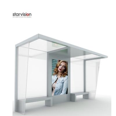 China Antirust Powder Coating Metal Smart Bus Shelter With Static Poster for sale