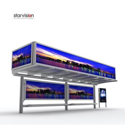 China Simple Elegant 1600mm High Smart Bus Shelter With Outdoor Advertising Light Box for sale