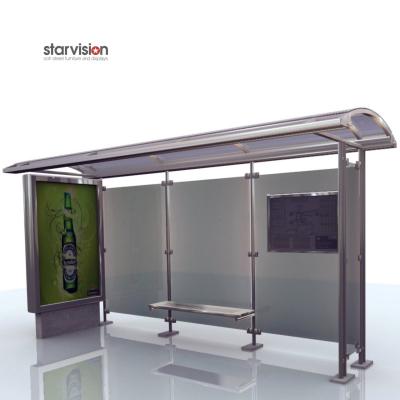 China Municipal Arcade Roofing Passenger Waiting Shelters With Advertising Lightbox for sale