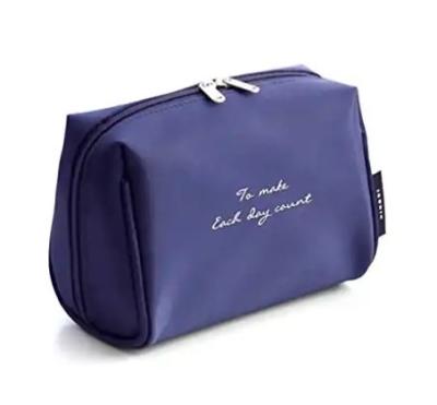 China Waterproof Washable Travel Nylon Cosmetic Bag Plain Toiletry Zippered Makeup Bag for sale
