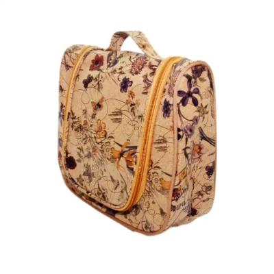 China Travel Soft Vegan Leather Makeup Cosmetic Bag Flower Pattern Customized Wholesale for sale