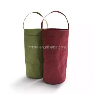China Washable Kraft Paper Single Wine Bottle Bag Thermal / Tear Resistant Portable Waterproof for sale