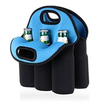 China Carrier Neoprene Insulated Bottle Cooler Bag 6 Pack Bottle Can With Drink Holder for sale