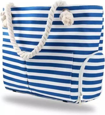China Extra Large Zipper Washable Beach Tote Two Compartment Waterproof With Front Pocket for sale