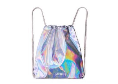 China Custom personalized silver shinny laser backpack custom waterproof nylon drawstring backpack for women for sale