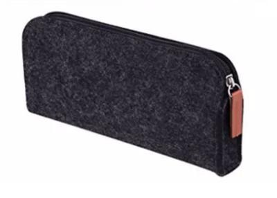 China Dark Gray Felt Pencil Pouch Bag Round Shape Pencil Bags For Teens for sale