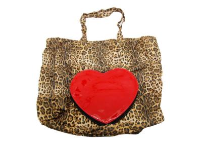 China newest fashion style PU leather Heart shape washablepolyester folding shopping bag ladies fashion foldable tote hand bag for sale