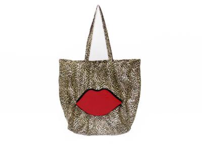 China PU Lip Shape Folding Shopping Bags Nylon Polyester Matetial Female Use for sale