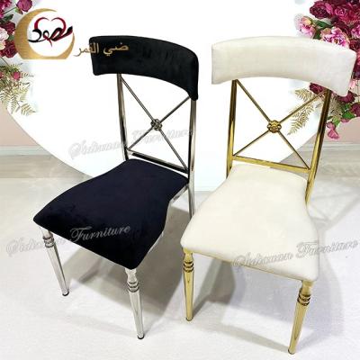 Chine Elegant hotel chaises pour mariage velvet cushion event wedding steel chairs à vendre