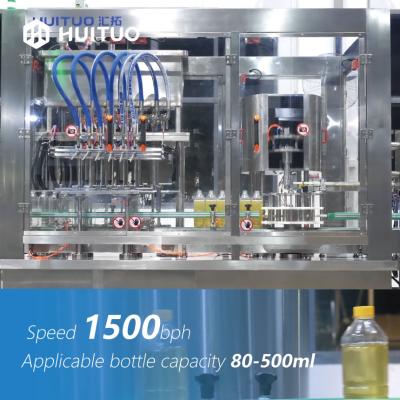 China Huituo Compact Multifunctional 2 In 1 Edible Oil Filling Capping Machine 1500bph for sale