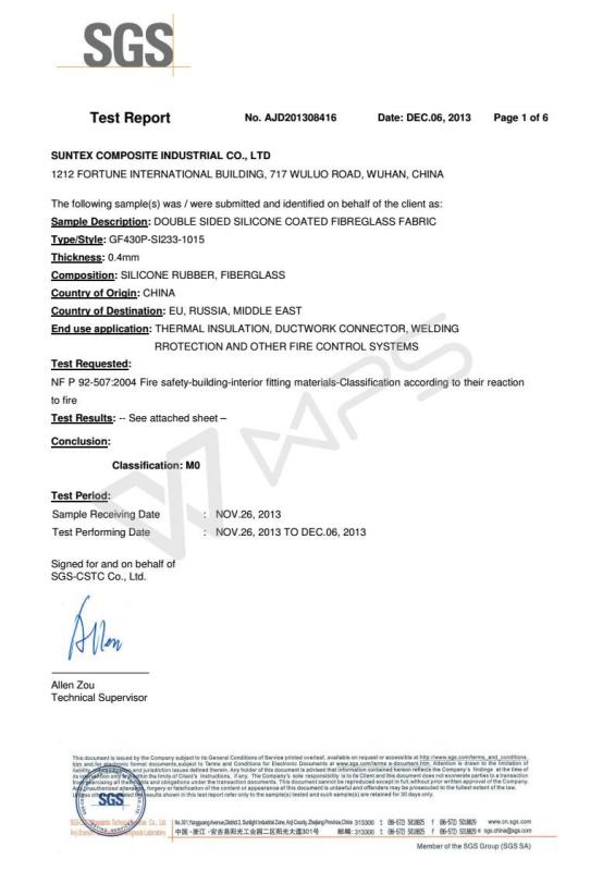 SGS M0 Certificate - Suntex Composite Industrial Co.,Ltd.