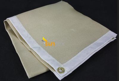 China Golden Color Fire Resistant Fiberglass Thermal Welding Fire Blanket for sale