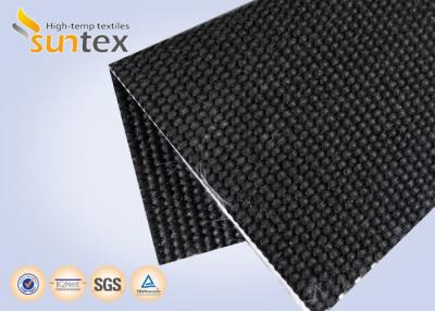 China 0.8mm Black Stainless Steel Wire Reinforced Pu Coated Intumescing Fire Barriers Fabric for sale
