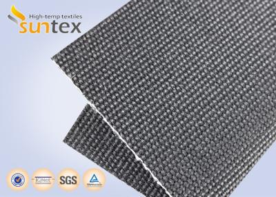 China 880C Stainless Steel Wire Reinforced Glass Fabric Coated With PU And Graphite For Fire Curtain Barrier for sale