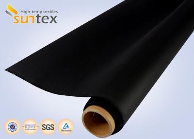 China negro revestido de la tela de la cortina del fuego de la PU de 0.43m m para los conductos de la distribución del aire en venta