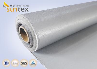 China Grey Color Double Sided Silicone Coated Glass Fabric Insulation , Fire Retardant Curtain Fabric for sale