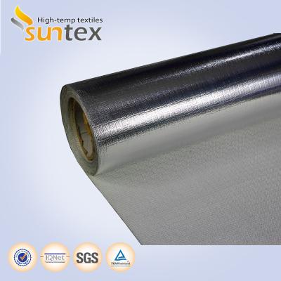 China Heat Reflective Silver Aluminum Fiberglass Cloth Laminated Glass Fiber Fabrics For Fire Blankets for sale