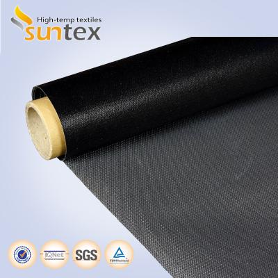 China Heat Retardant Black Fire Retardant Fabric Glassfiber Coated / Ptfe Fiberglass Cloth for sale