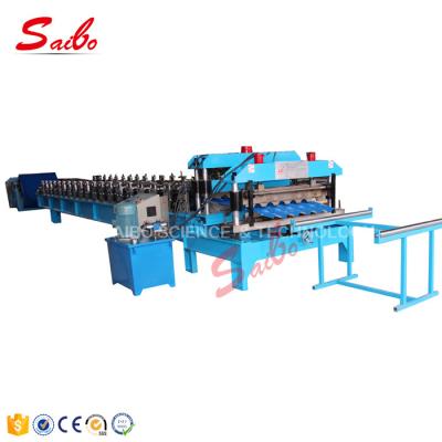 China Panel Glazed Tile Roll Forming Machine One Complete Chain with Decoiler 5-8m/min for sale