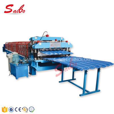 China Two Layer Tile Profile Roll Forming Machine 0.35-0.6mm Thickness With 6 Ton Hydraulic Decoiler for sale