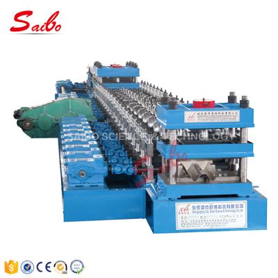 China Pre - cutting and Punching Guard Rail Roll Forming Machine 2 wave profile with servo feeding for sale