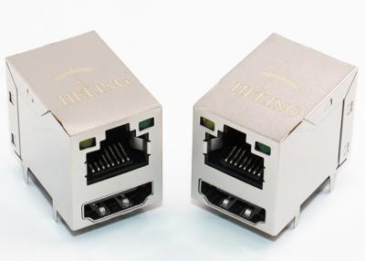 China Shielded Ethernet RJ45 Female Connector + HDMI Stacked Combo With LED Indicator for sale