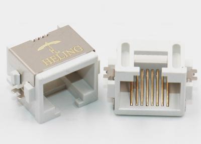 China White Straight Push In Type SMT RJ45 Connector , 8P8C RJ45 Surface Mount Jack for sale