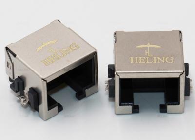 China Brass Shielded SMT Low Profile RJ45 , Tab Down 8P8C Ethernet Connector RJ45 for sale