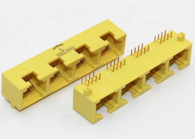 China 1 X 4 Yellow Side Entry RJ45 Modular Jack THT For Network Router for sale