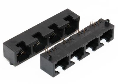 China Black 8P4C  Female Rj45 Multiple Port Connectors For Network Equipments for sale