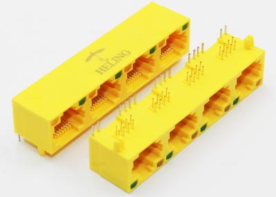 China Four Ports Harmonica Ganged RJ45 Lan Jack For Network Routers Yellow Color for sale