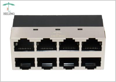 China 2 * N Multiple RJ45 Sockets Right Angle For Data And Signal Transmissions for sale