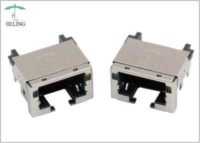 China Overhangs PCB RJ45 Low Profile Connector Right Angle With LED Indicator for sale