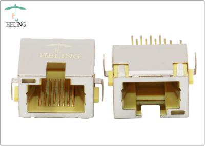 China Tab Up Shielded Overhangs RJ45 Board Mount Connector Through Hole PCB Mounting for sale