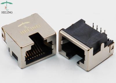 China Female Low Profile RJ45 Connector R / A Offset / Overhangs PCB Thru - Hole Mounting for sale