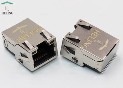 中国 EMI指の側面の記入項目を持つオフセット/突出部分PCB磁気RJ45ジャックSMT 販売のため