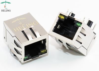 China Thru - Hole PoE RJ45 Connector With EMI GRE / YEL LED Indicator Pipe for sale