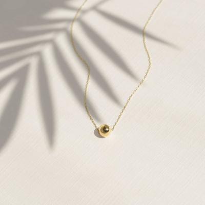 China Customized designs 18K light yellow gold Little Golden Ball Pendant Necklace chain Jewelry Necklace for sale